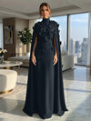 Jersey A-Line High Neck Formal Dresses with Wraps