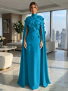 Jersey A-Line High Neck Formal Dresses with Wraps