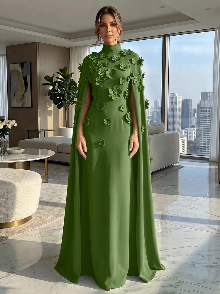 Jersey A-Line High Neck Formal Dresses with Wraps