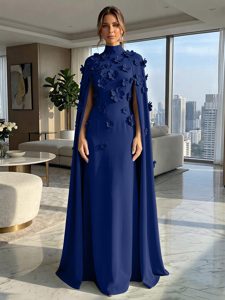 Jersey A-Line High Neck Formal Dresses with Wraps