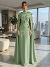 Jersey A-Line High Neck Formal Dresses with Wraps