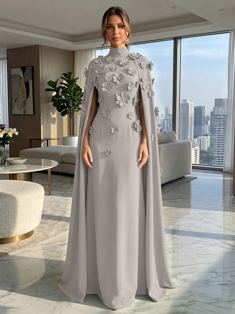 Jersey A-Line High Neck Formal Dresses with Wraps