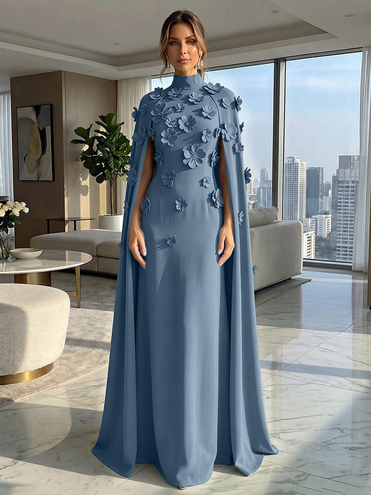 Jersey A-Line High Neck Formal Dresses with Wraps