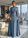 Jersey A-Line High Neck Formal Dresses with Wraps