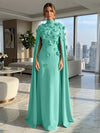 Jersey A-Line High Neck Formal Dresses with Wraps