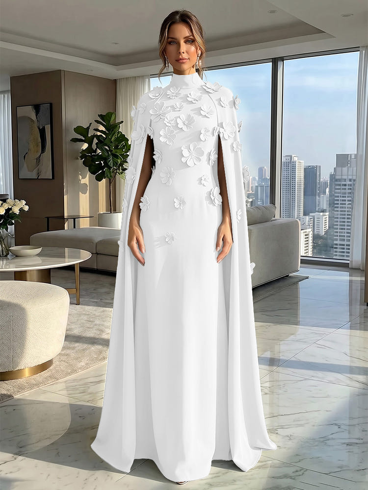 Jersey A-Line High Neck Formal Dresses with Wraps
