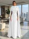 Jersey A-Line High Neck Formal Dresses with Wraps