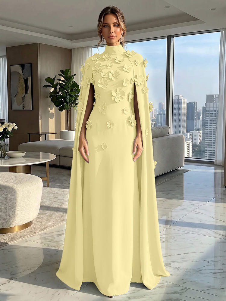 Jersey A-Line High Neck Formal Dresses with Wraps