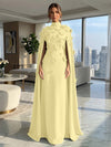 Jersey A-Line High Neck Formal Dresses with Wraps