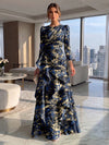 Jacquard A-Line Crew Neck Formal Dresses with Ruffles