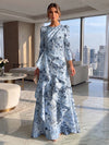 Jacquard A-Line Crew Neck Formal Dresses with Ruffles