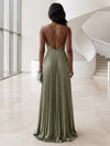 Chiffon A-Line Halter Formal Dresses with Delicate Pleated
