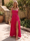 Burn Out A-Line Spaghetti Straps Formal Dresses with Corset Bodice