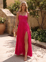 Burn Out A-Line Spaghetti Straps Formal Dresses with Corset Bodice