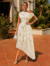 Chiffon A-Line One Shoulder Formal Dresses with Floral Print