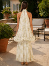 Chiffon A-Line Halter Formal Dresses with Ruffles