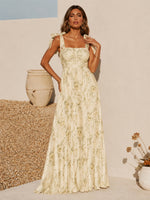 Chiffon A-Line Square Neck Formal Dresses with Delicate Pleated