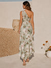 Chiffon A-Line One Shoulder Formal Dresses with Side Waist Ruched Shaping Detail