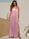 Metallic Satin Sheath One Shoulder Formal Dresses with Side Slit