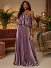 Satin A-Line Strapless Formal Dresses with Delicate Pleated