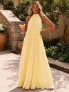 Chiffon A-Line Halter Formal Dresses with Delicate Pleated