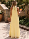 Chiffon A-Line Halter Formal Dresses with Delicate Pleated