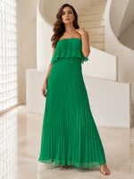 Chiffon A-Line Strapless Formal Dresses with Tiered Ruffle