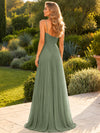 Chiffon A-Line Spaghetti Straps Formal Dresses with Artful Ruched Bust Detail