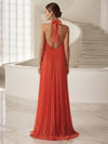 Chiffon A-Line Halter Formal Dresses with Delicate Pleated