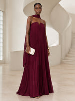Chiffon A-Line Strapless Formal Dresses with Scarf