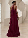 Chiffon A-Line Strapless Formal Dresses with Scarf