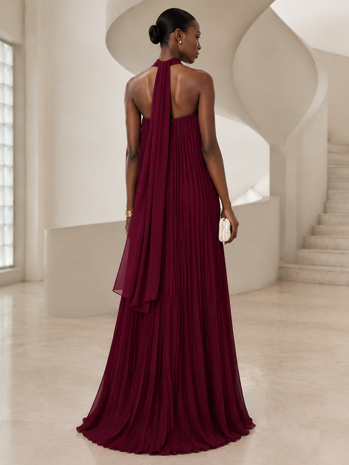 Chiffon A-Line Strapless Formal Dresses with Scarf