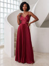Satin A-Line Spaghetti Straps Formal Dresses with Eye-Catching Cutout Waist Detail