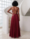 Satin A-Line Spaghetti Straps Formal Dresses with Eye-Catching Cutout Waist Detail