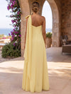 Chiffon A-Line One Shoulder Formal Dresses with Bow