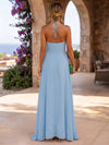 Chiffon A-Line Halter Formal Dresses with Bow