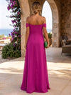 Chiffon A-Line Off Shoulder Formal Dresses with Bow