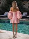 Satin A-Line Sweetheart Formal Dresses with Dramatic Oversized Balloon Puff Sleeve