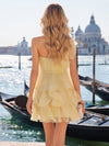 Chiffon Sheath One Shoulder Formal Dresses with 3D Flowers
