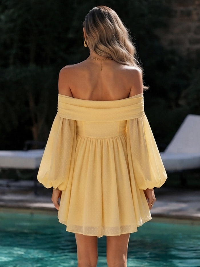 Chiffon A-Line Off Shoulder Formal Dresses with Bow