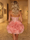 Tulle Bodycon Strapless Formal Dresses with Statement Oversized 3D Rose Floral