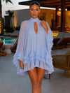 Chiffon A-Line High Neck Formal Dresses with Keyhole