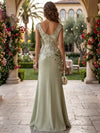 Satin A-Line V Neck Formal Dresses with Side Waist Ruched Shaping Detail