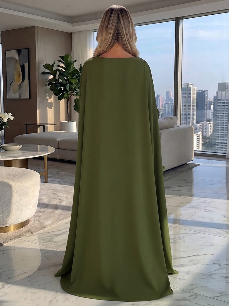 Jersey A-Line Square Neck Formal Dresses with 3D Flowers
