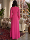 Jersey A-Line Crew Neck Formal Dresses with 3D Flowers