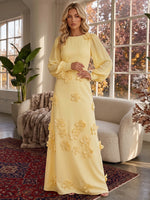 Jersey A-Line Crew Neck Formal Dresses with 3D Flowers