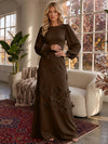 Jersey A-Line Crew Neck Formal Dresses with 3D Flowers