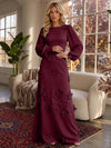 Jersey A-Line Crew Neck Formal Dresses with 3D Flowers