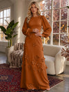 Jersey A-Line Crew Neck Formal Dresses with 3D Flowers
