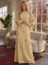 Jersey A-Line Crew Neck Formal Dresses with 3D Flowers